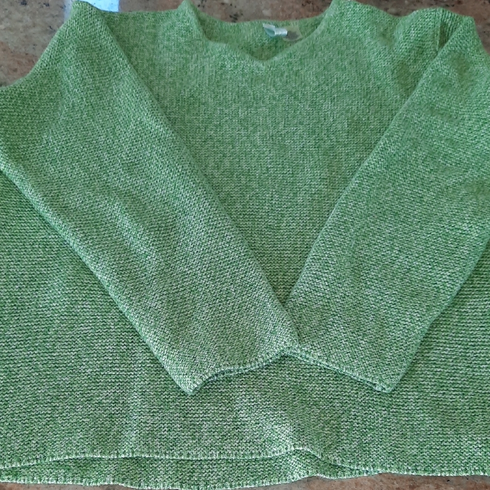 sahalie Light Heather Green Crewneck Sweater